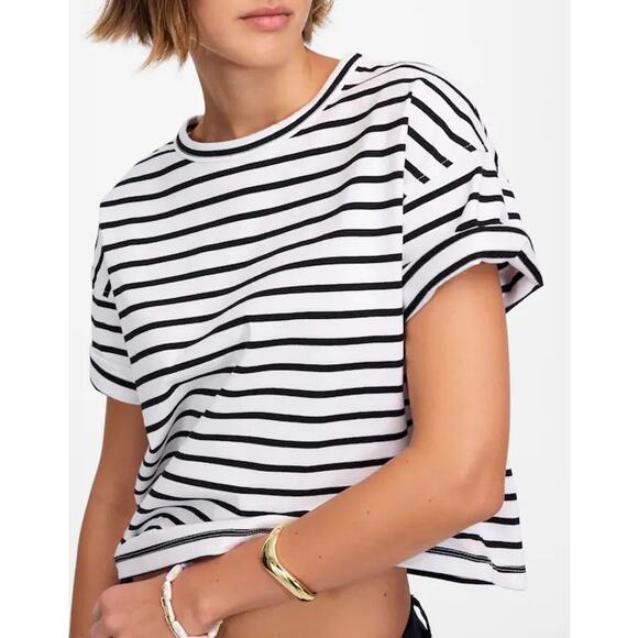 Madewell Tops - NWT Madewell Everyday Boxy Crop Tee in Stripe Size S